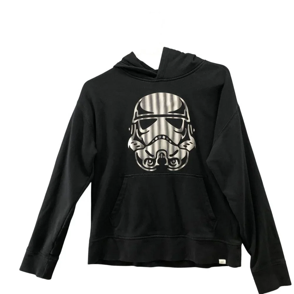 Gap Boys XL (12) Star Wars Hoodie Sweatshirt Black Pullover‎ Fleece